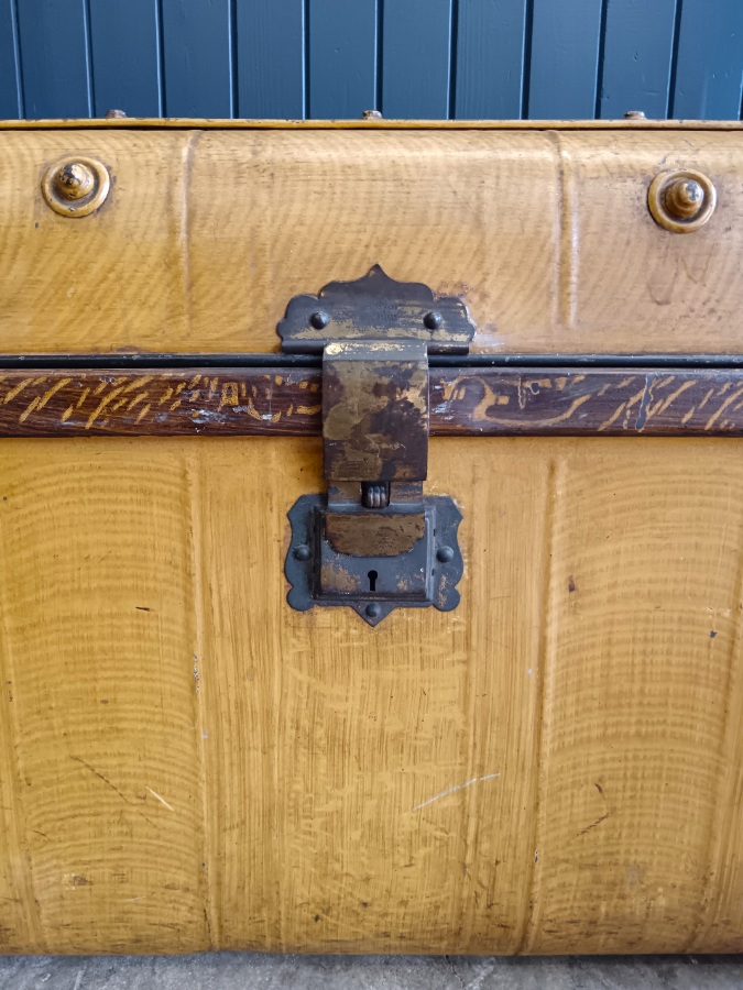 Large Antique Faux-Wood Paint Effect Steamer Trunk (11).jpg